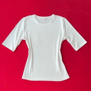Garage White Ribbed T-Shirt Size Small